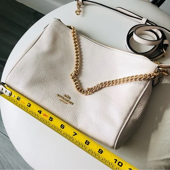 Coach Pebble Leather Chalk  Bag with Gold Chain - Picture 8 of 10